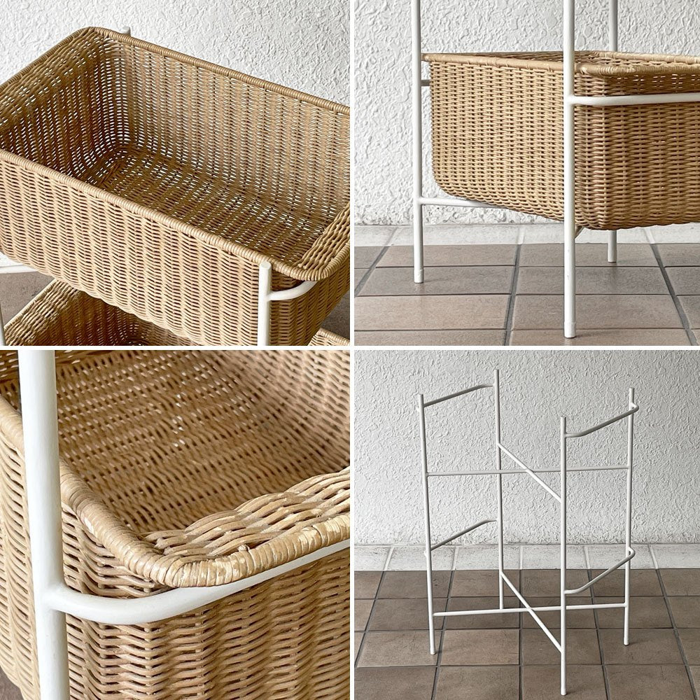 イデー IDEE ワラビー WALLABY バスケットスタンド BASKET STAND ラタン スチール ホワイト 廃番仕様 現行定価49,900円 ◇