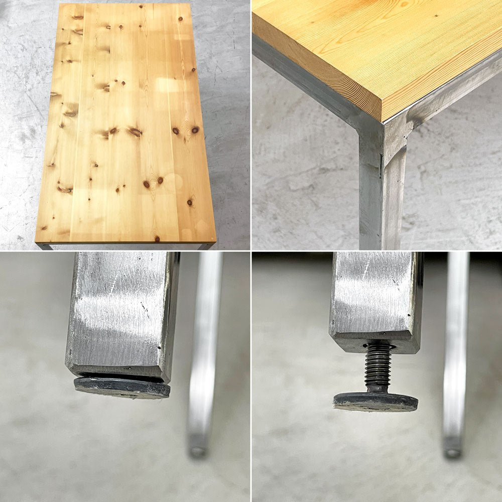 ツールボックス TOOLBOX デスク ワークテーブル パイン無垢集成材天板 アイアンフレーム W130 x D60cm オーダーメイド インダストリアルデザイン 工業系 ●