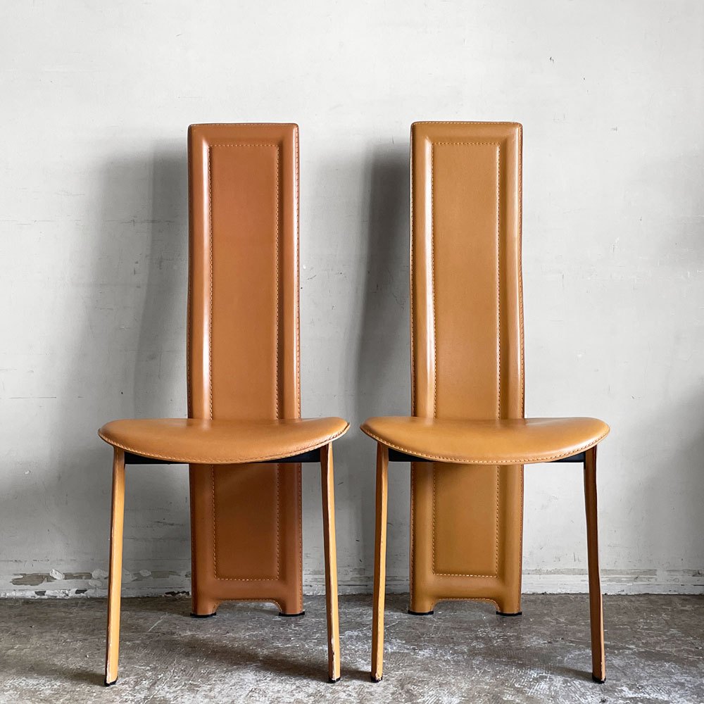 IDC大塚家具 OTSUKA ダイニングチェア ハイバック 椅子 8391 本革 牛革 2脚セット ■
