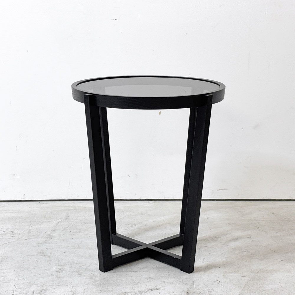 カッシーナイクスシー CASSINA ixc. ラーゴ LAGO ダークグレーガラス サイドーテーブル Ø48cm ミニマルモダン イタリア 定価￥176,000- ●