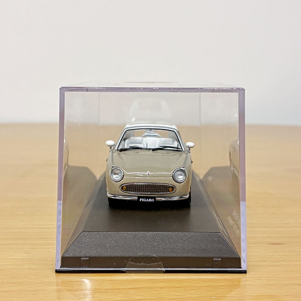 京商 1/43 日産 NISSAN フィガロ FIGARO ミニカー モデルカー オープントップ ベージュ Topaz Mist コレクションケース付 ◎