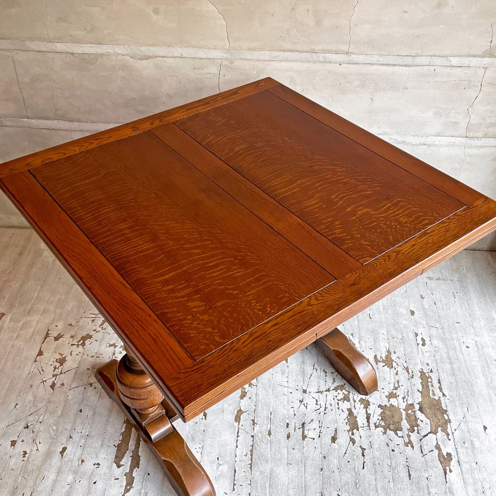 UKビンテージ Vintage ドローリーフテーブル エクステンションテーブル 伸長式 オーク材 バルボスレッグ 英国家具 アンティーク ♪