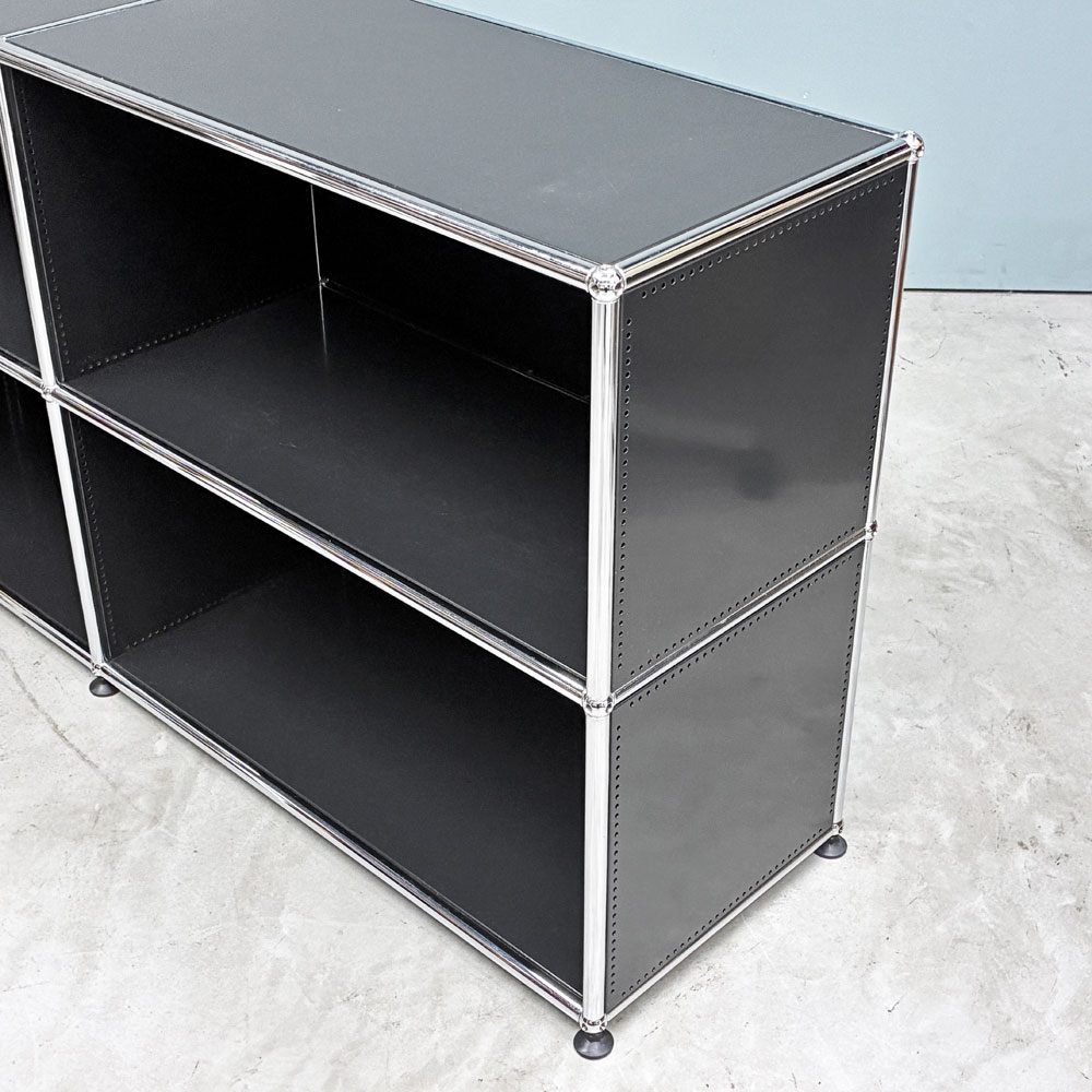 ユーエスエムハラー USM Haller モジュラーファニチャー ハラーシステム 2列2段 ブックシェルフ キャビネット グラファイトブラック ◎
