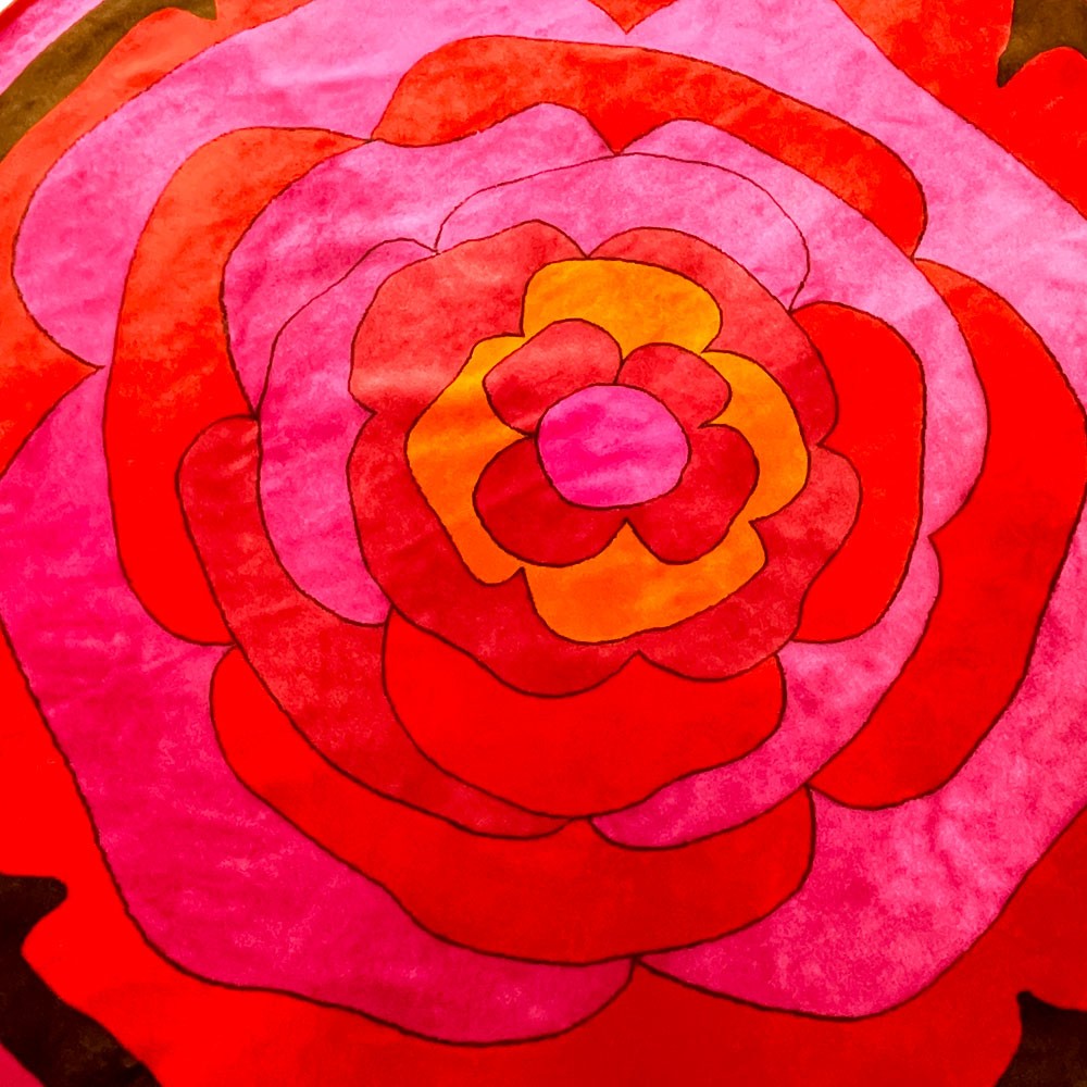 デッソ DESSO ビンテージラグマット Round flower ラウンド  Φ250 バラ フラワー 60～70'S ポップ フランス ●