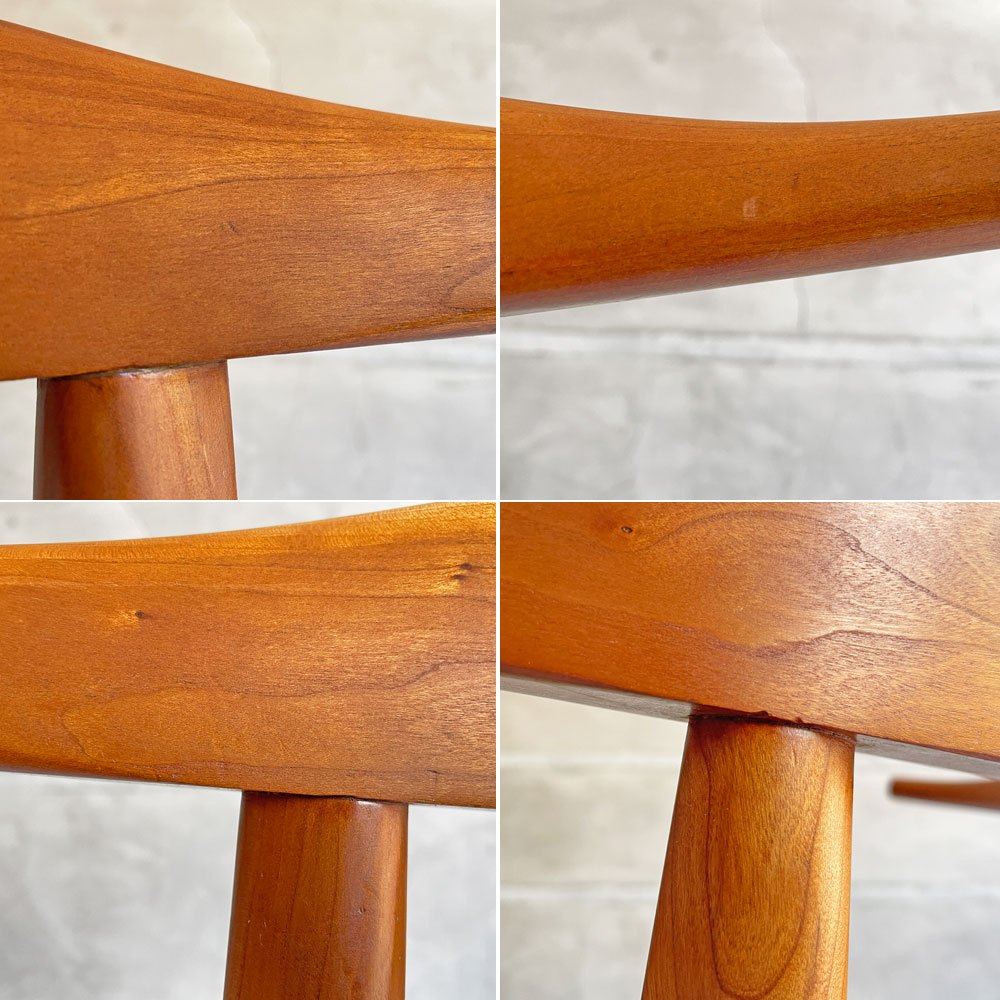 ウッドユウライクカンパニー WOOD YOU LIKE COMPANY アイチェア クッション AI CHAIR ハーフアームチェア チェリー無垢材 ファブリック ライトグリーン ファブリック 座面張替済 B ♪