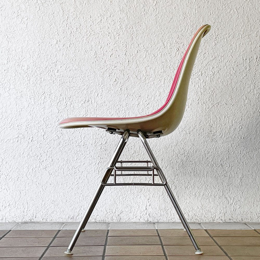 ハーマンミラー Herman Miller サイドシェルチェア サード 3rd ビンテージ PVCレザー FRP製 スタッキングベース イームズ C ◇