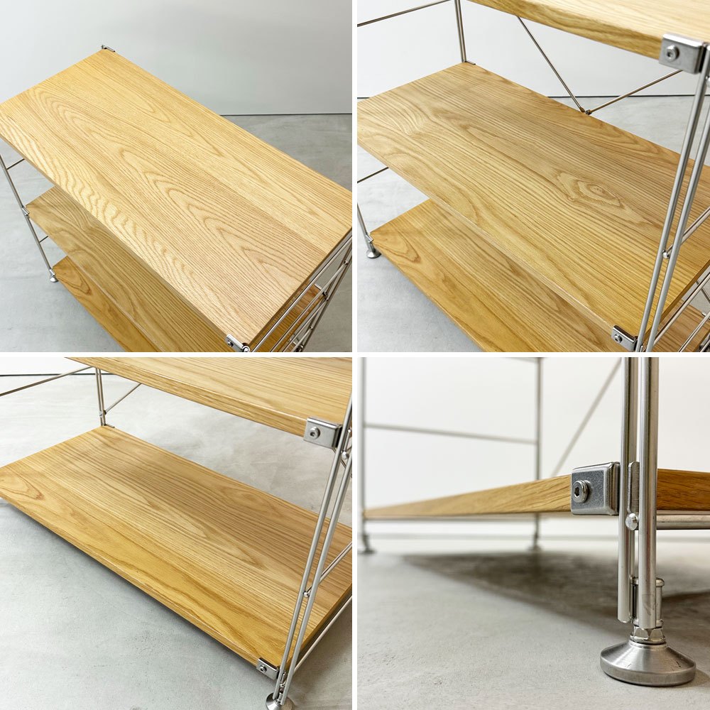 無印良品 MUJI ステンレスユニットシェルフ オーク材 ワイド 小 W86 H83cm ナチュラル シンプルデザイン ●