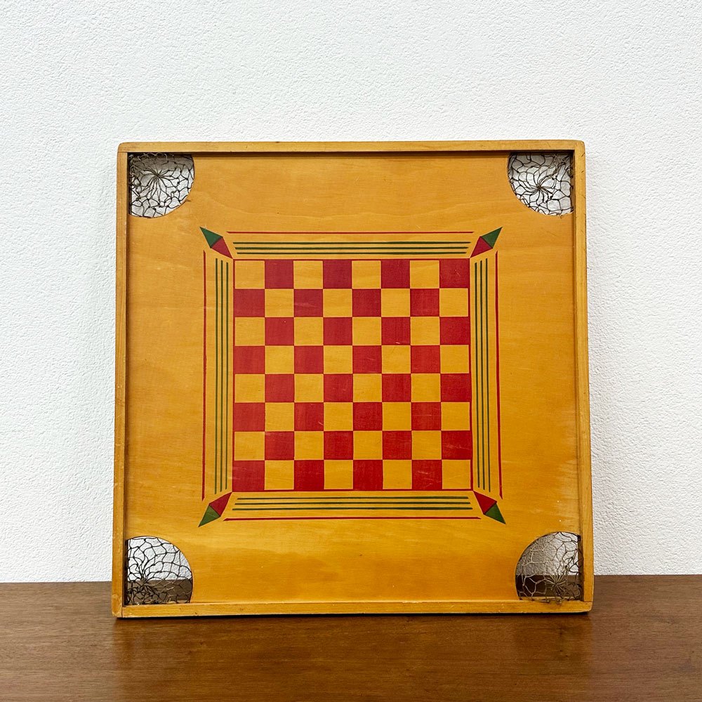 ビンテージ VINTAGE 木製 キャロムボード カロムボード おはじきビリヤード ゲーム ボードゲーム ●
