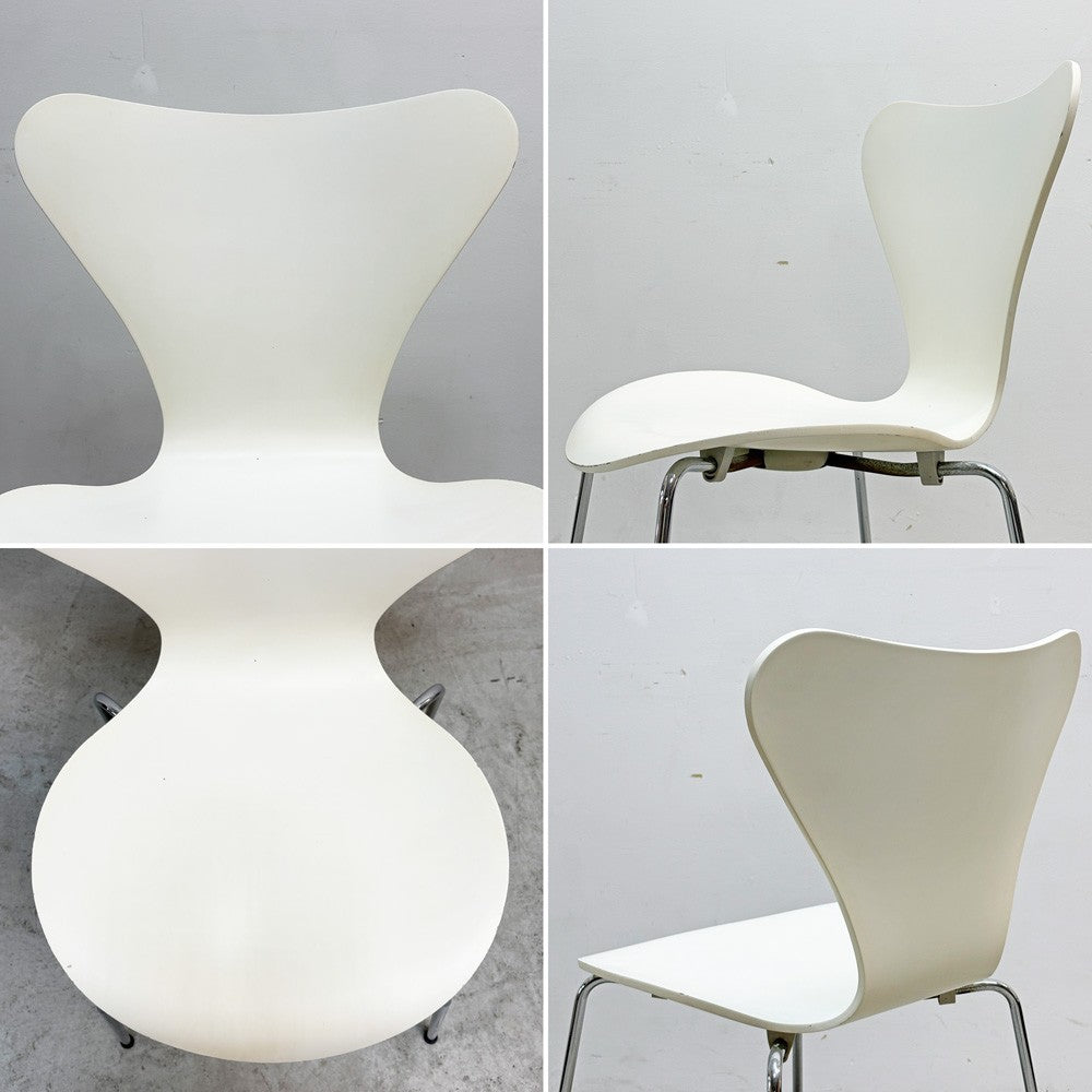 フリッツハンセン Fritz Hansen 3107 セブンチェア ホワイト ラッカー仕上げ スタッキング アルネ・ヤコブセン デンマーク 北欧家具 ●