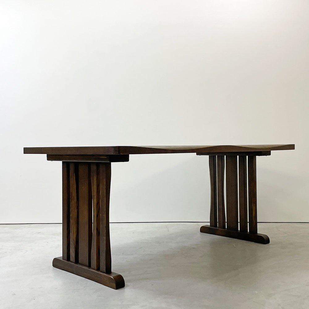 大川家具 鎌倉 ダイニングテーブル オーク材 シンプルデザイン ダークブラウン  W160cm ●