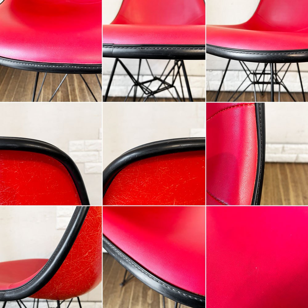 ハーマンミラー Herman Miller サイドシェルチェア セカンド 2nd FRP ナウガレザー エッフェルベース C&R イームズ ビンテージ ◎