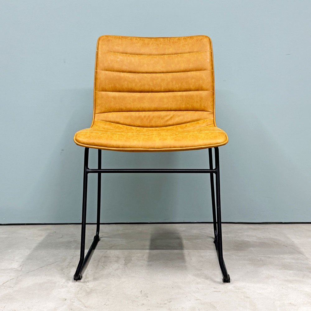 クラッシュゲート CRASHGATE ノットアンティークス Knot Antiques クロエ CHLOE ダイニングチェア PUレザー スチール キャメル ◎