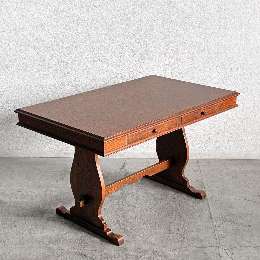 三越家具 ブルージュ Brugge オーク無垢材 ダイニングテーブル W120cm 4ドロワー 英国カントリースタイル 現カントリーハウス ビンテージ 〓