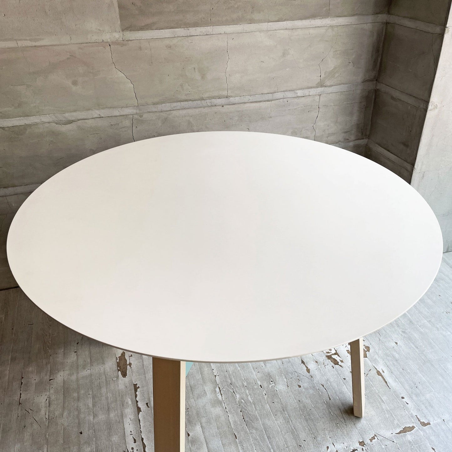 ビリアーニ Billiani クロワッサン CROISSANT 590 ラウンド ダイニングテーブル ビーチ材 Φ120cm ホワイト ライトブルー イタリア ♪