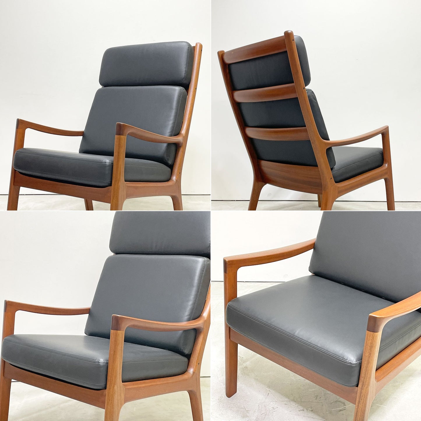 カド CADO Model169 セネター Senator イージーチェア 1Pソファ ハイバック マホガニー材 フェイクレザー 新品張り替え済 オーレ・ヴァンシャー Ole Wanscher 北欧ビンテージ ●