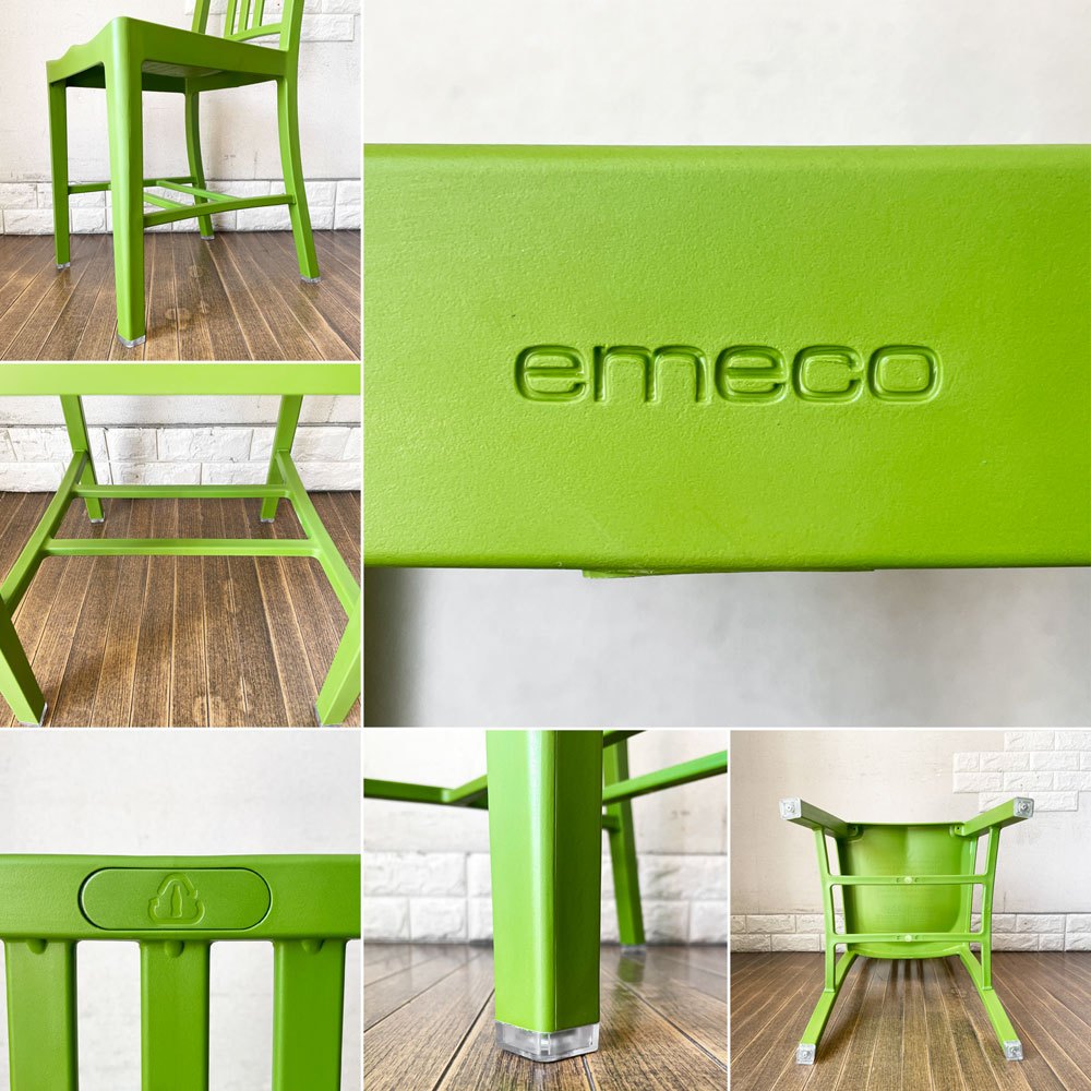エメコ emeco × コカ・コーラ Coca-Cola ネイビーチェア 111 Navy Chair ダイニングチェア グリーン 再生ペットボトル アメリカ 定価￥137,500- ◎