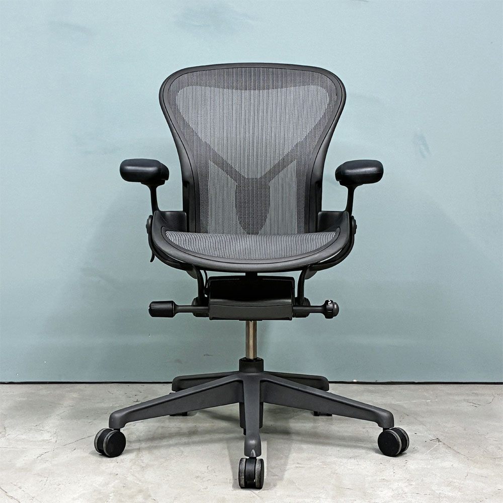 ハーマンミラー Herman Miller アーロンチェア デスクチェア リマスタード ライト Aサイズ グラファイトベース ビル・スタンフ ＆ ドン・チャドウィック ポスチャーフィット ◎