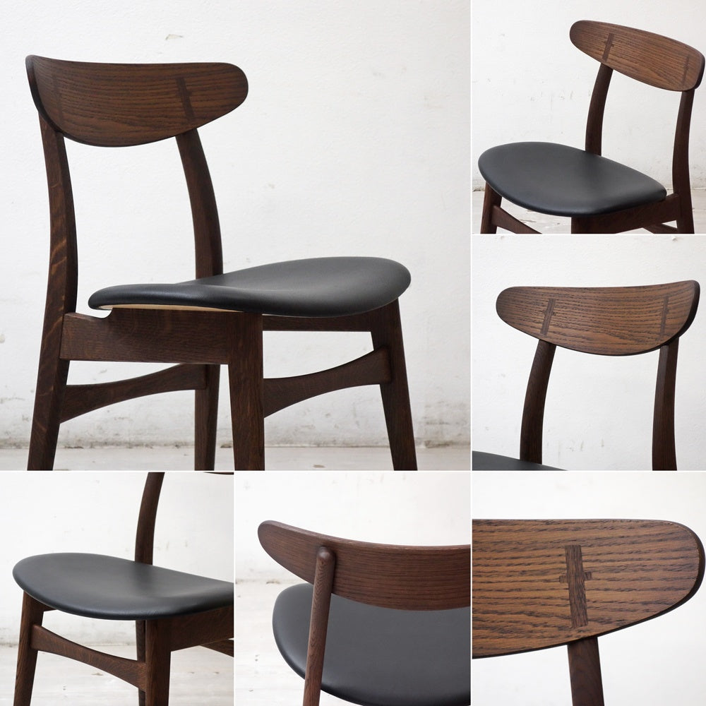 カールハンセン＆サン Carl Hansen & Son CH30P ダイニングチェア オーク材 スモークオイル レザーシート ハンス・J・ウェグナー 北欧家具 ●