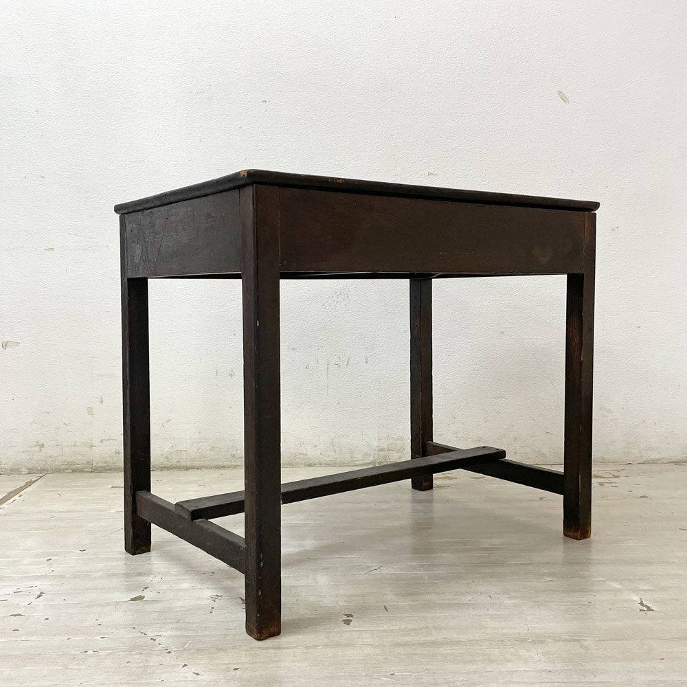 ジャパンビンテージ Japan Vintage 古い木味のデスク 抽斗2杯 レトロ家具 W90cm ●