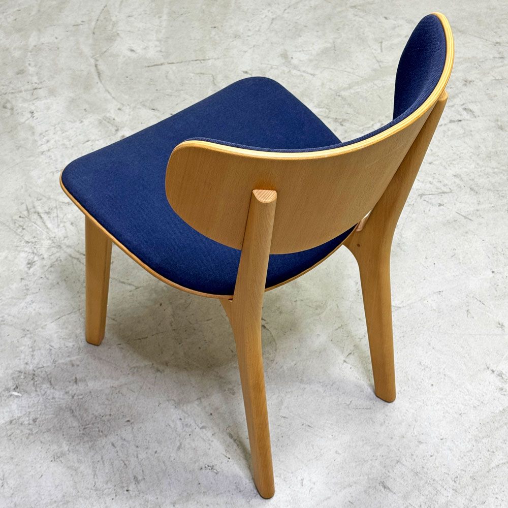 マルニ木工 maruni ラウンディッシュ Roundish チェア ダイニングチェア ビーチ材 張座 ファブリック ナチュラルホワイト×ブルー 深澤直人 ●