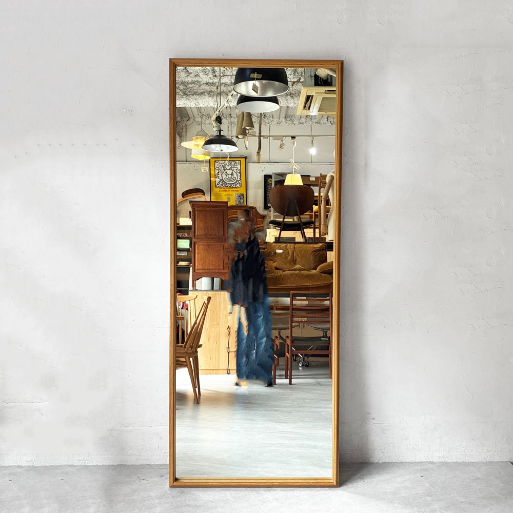 モーブレーワークス MOBLEY WORKS ウォールミラー Full-length Mirror オーク材フレーム スタンドミラー H200cm 店舗什器 ナチュラルモダン ★