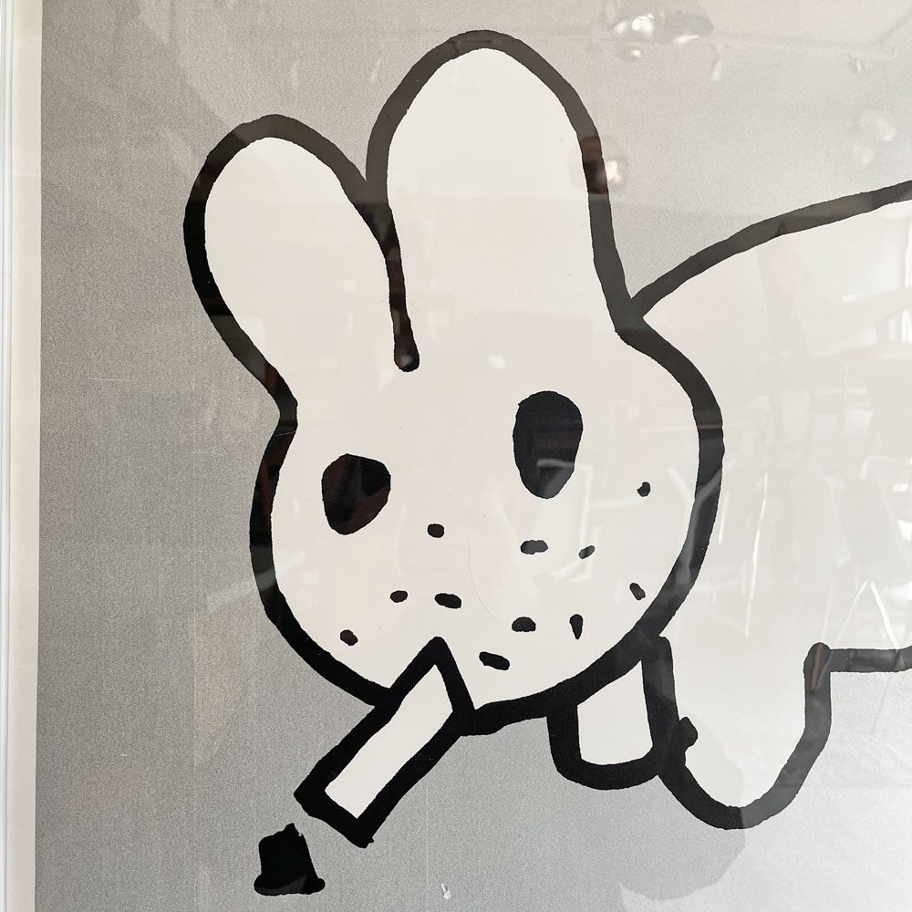 フランク・コジック Frank Kozik スモーキンバニー Smoking Rabbit シルクスクリーン シルバー エディションナンバー入り 額装品 ♪