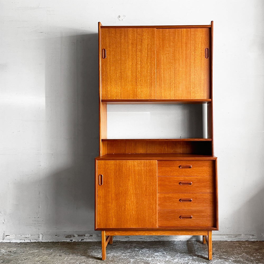 スウェーデン ビンテージ Swedish vintage チーク材×オーク材 キャビネット ブックシェルフ ルームディバイダー W85cm 北欧家具 北欧ビンテージ ■