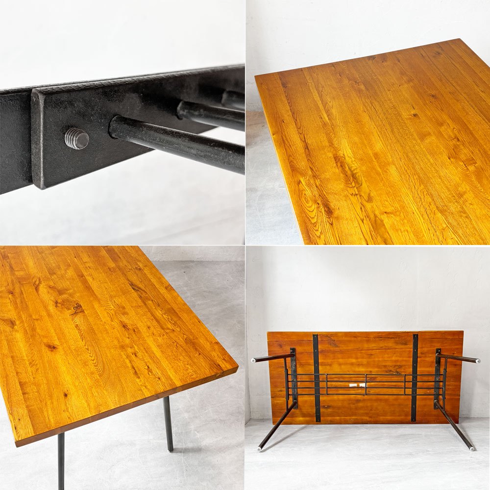 クラッシュゲート CRASH GATE ノットアンティークス Knot antiques クッパ２ KOOPA2 ダイニングテーブル オーク無垢材 アイアン W152cm インダストリアルデザイン 美品 ★