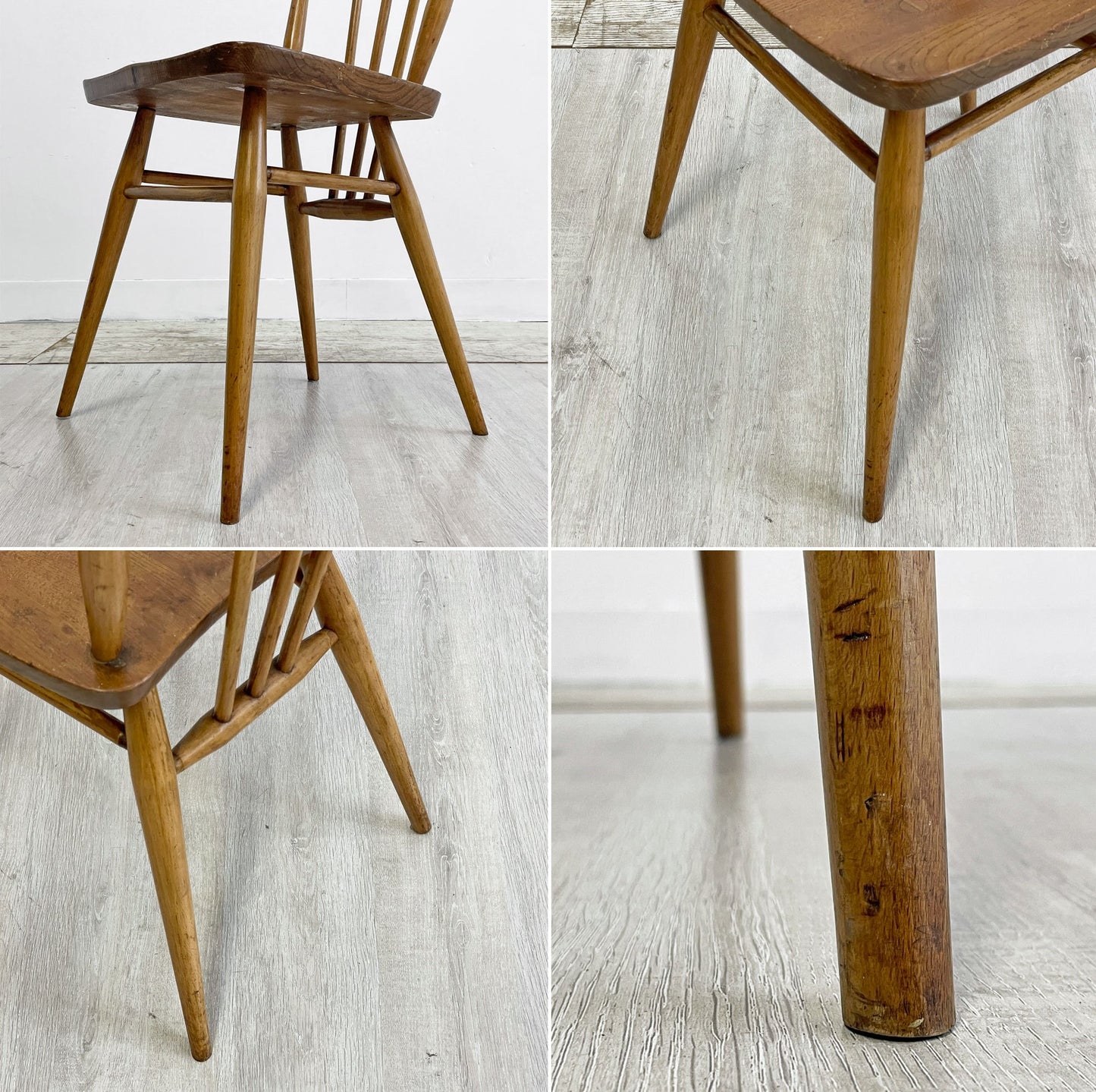 アーコール Ercol スティックバックチェア ダイニングチェア エルム材 UKビンテージ Vintage 英国家具 ●