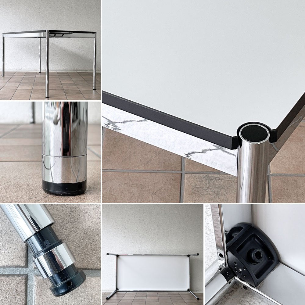 USMモジュラーファニチャー USM Haller USMハラーテーブル ワーキングデスク ダイニングテーブル パールグレーラミネート W150×D75×H74cm アジャスター 高さ調整リング付き+H2cm ◇