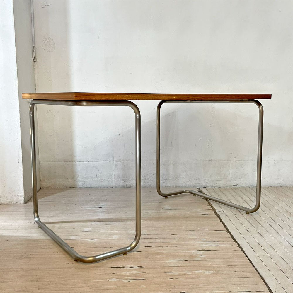 イデー IDEE 積層天板 × パイプ脚 ワークテーブル W120cm ダークブラウン ビンテージ ミッドセンチュリー インダストリアル ★