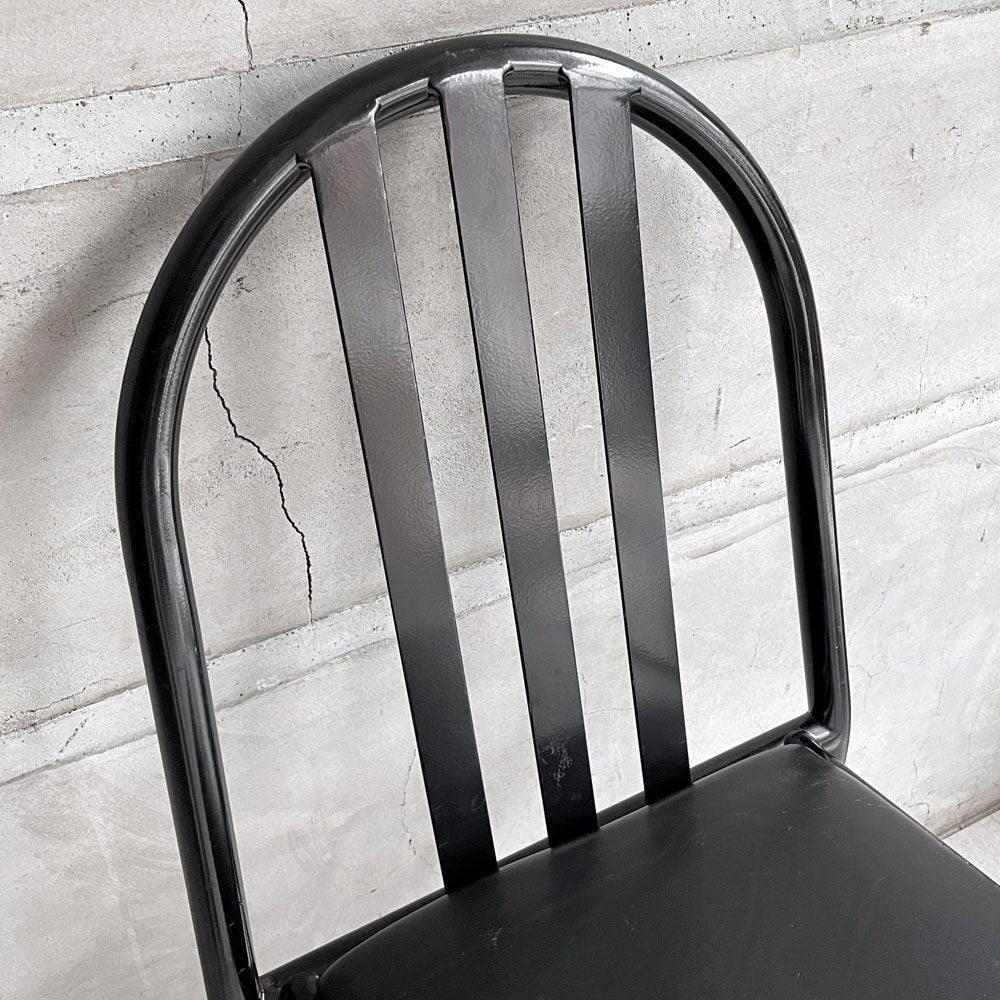 フランスビンテージ French Vintage ステヴァンチェア Stevens Chair モデルC Model C ブラック レザー クッションシート ロベール・マレ＝ステヴァンス 刻印有 A ♪