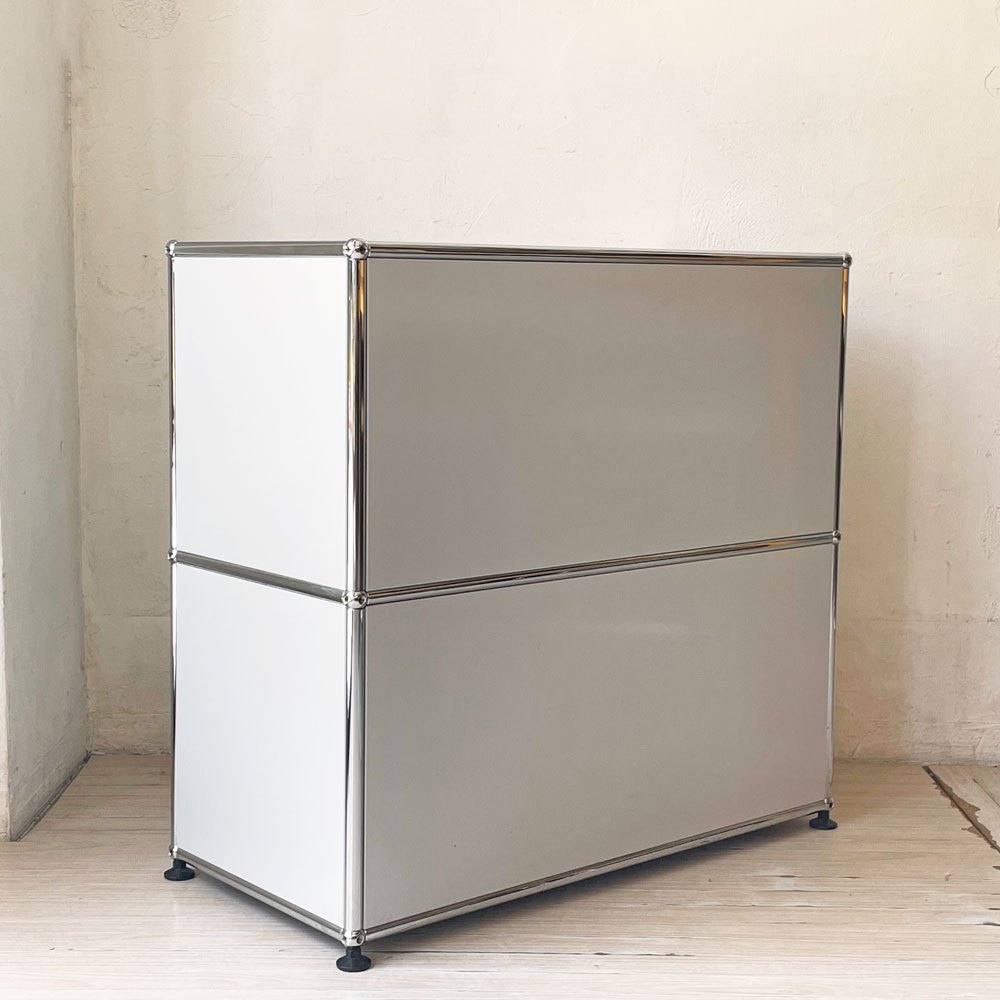 ユーエスエムハラー USMハラー USM Haller モジュラーファニチャー キャビネット 1列2段 ドロップダウン ドロワー ホワイト スイス ★