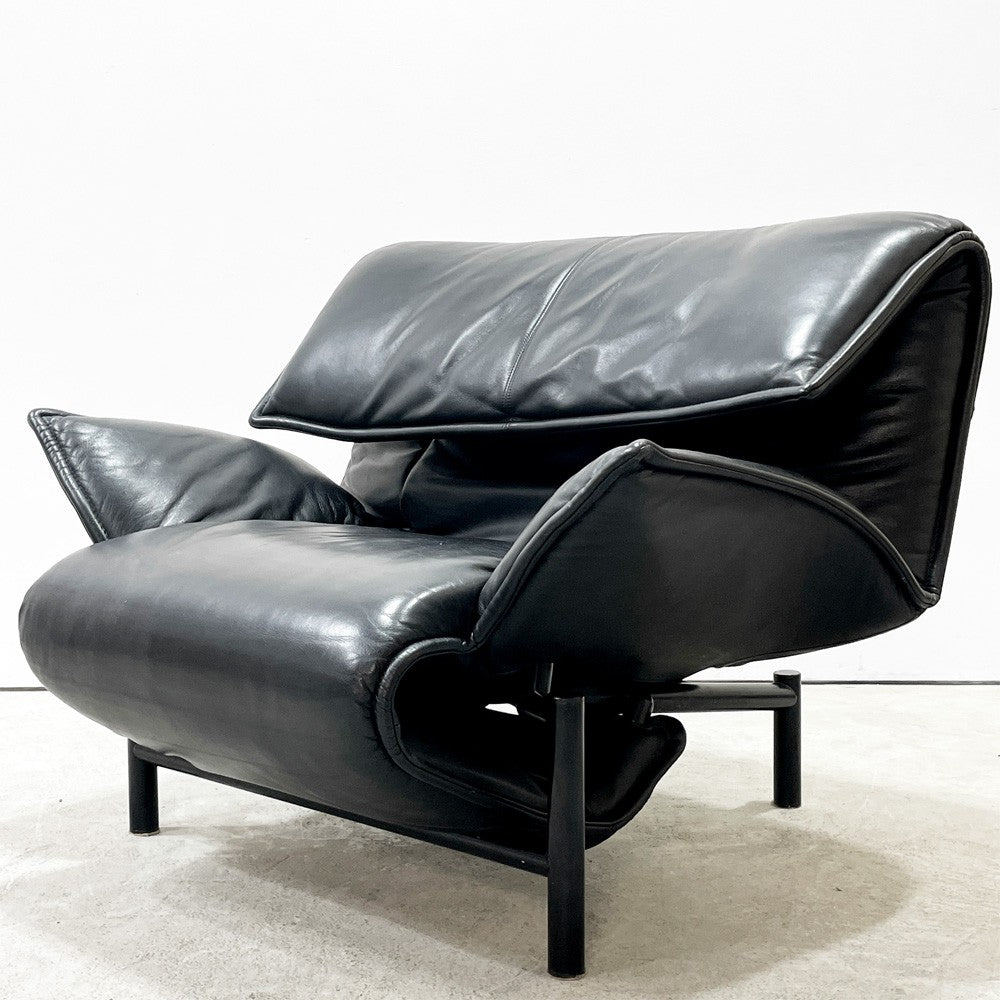 カッシーナイクスシー Cassina ixc. ヴェランダ VERANDA 1pソファ ローバック ハイバック オットマン ブラックレザー 本革 ヴィコ・マジストレッティ イタリア モダン ●