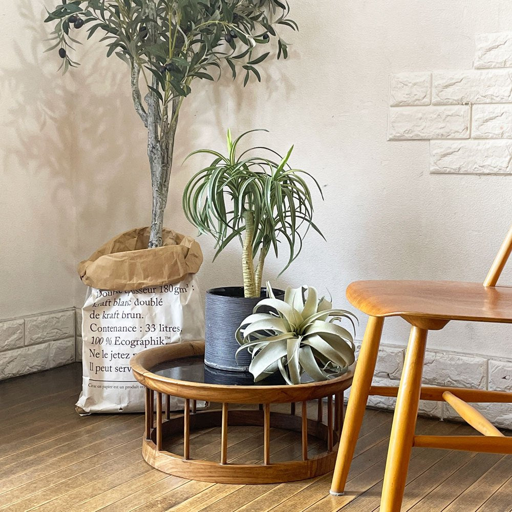 クラフトファニチャー Craft furniture 陶磁器天板 ローテーブル 花台 ラウンド モザイクトップ ◎