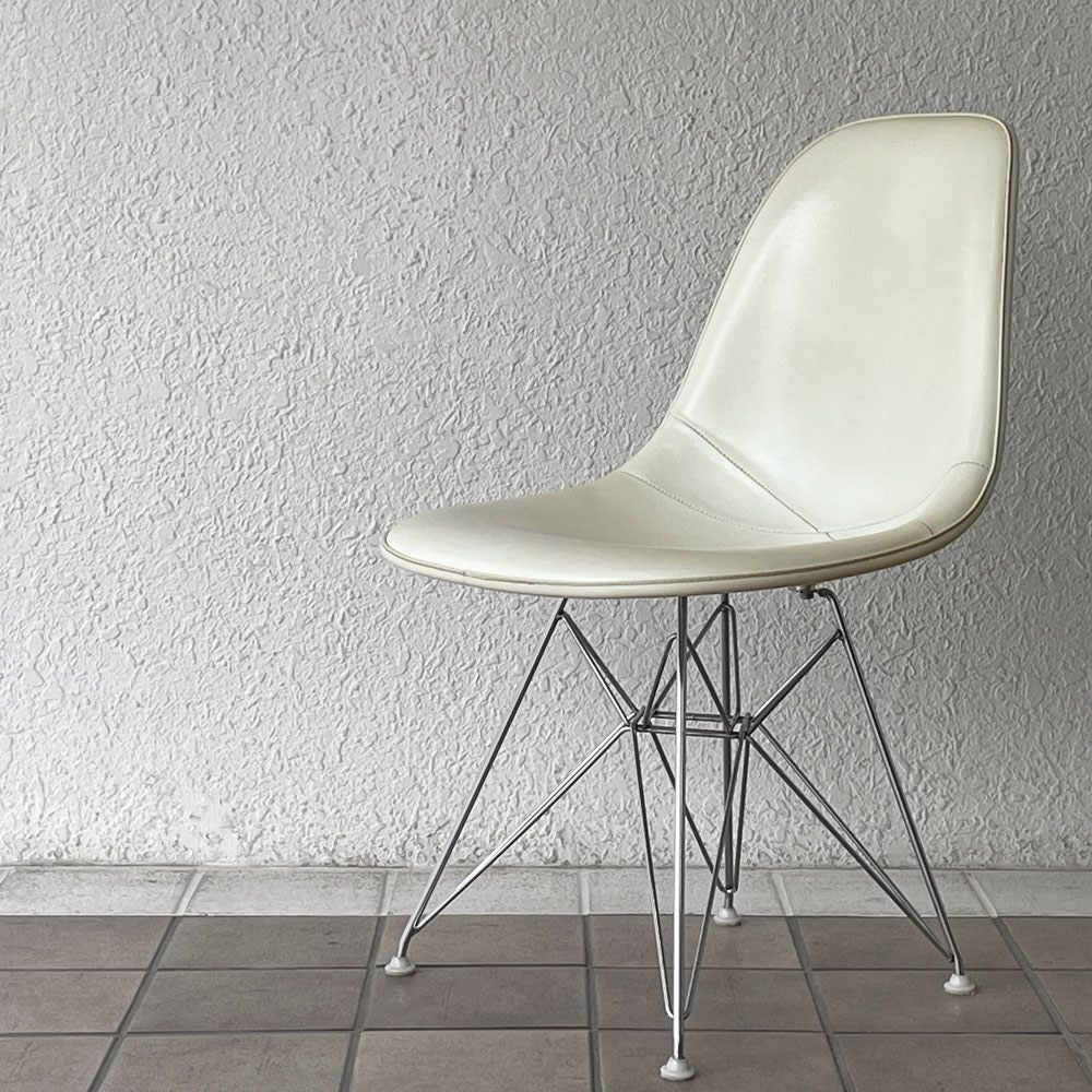 ハーマンミラー Herman Miller サイドシェルチェア サード 3rd FRP PVCレザー パーチメント ロータイプ エッフェルベース イームズ ビンテージ vintage ◇