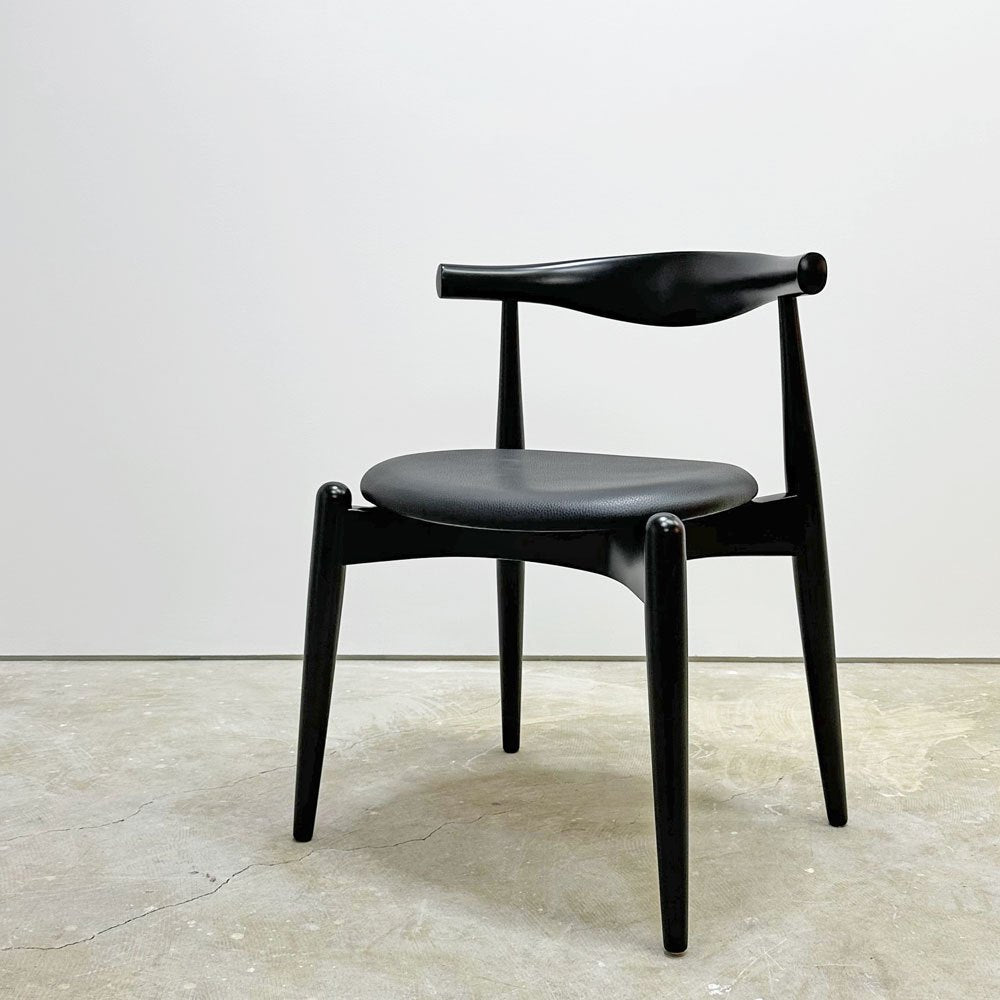 カールハンセン＆サン Carl Hansen & Son CH20 エルボーチェア オールブラック ビーチ材 レザー ハンス・J・ウェグナー 美品 ●