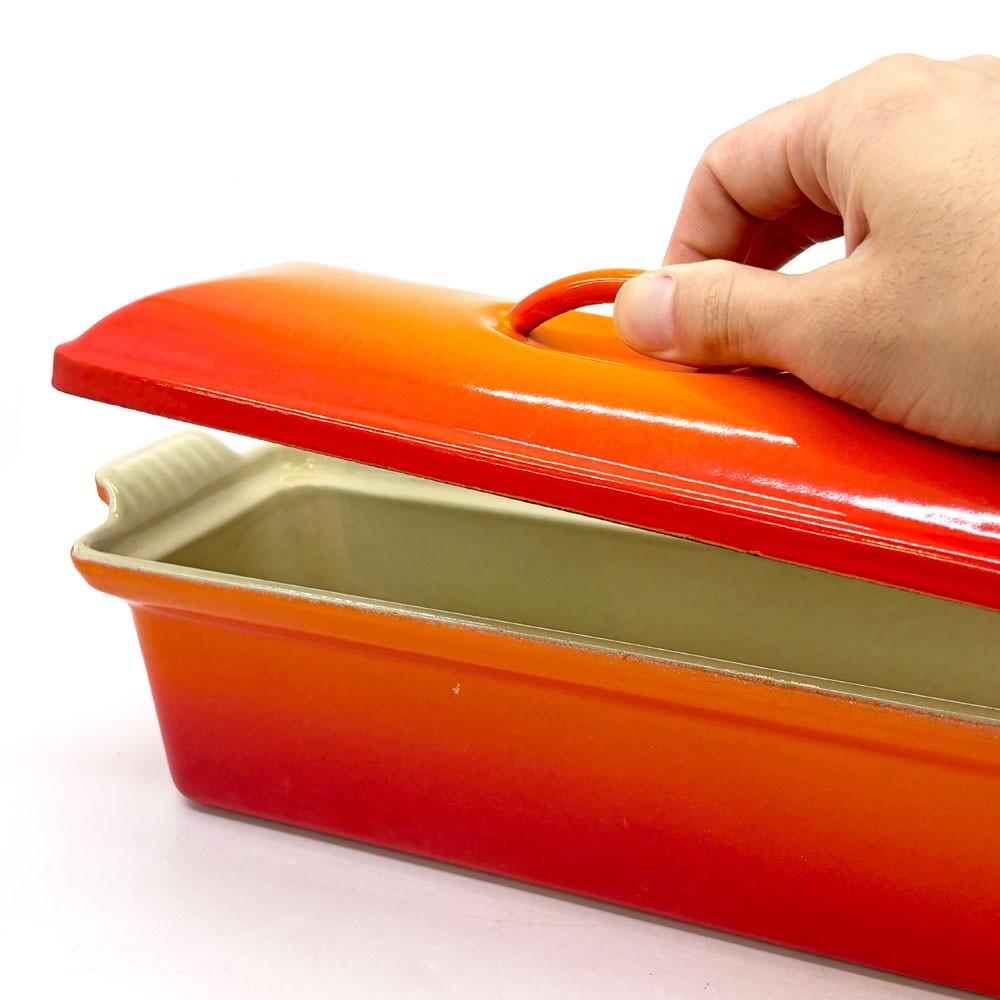 ルクルーゼ LE CREUSET テリーヌ・レクタ 長方形 ストーンウェア 28cm オレンジ フランス ●