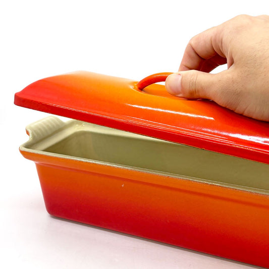 ルクルーゼ LE CREUSET テリーヌ・レクタ 長方形 ストーンウェア 28cm オレンジ フランス ●