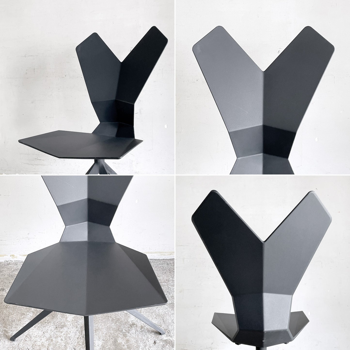 トムディクソン Tom Dixon Yチェア ダイニングチェア ブラック 回転式 アルミニウムベース ブラックパウダー塗装 モダンデザイン 希少 ■