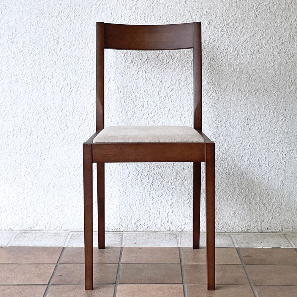 無印良品 MUJI 木製チェア ダイニングチェア ファブリックシート ラバーウッド ブラウン 定価￥9,900 ◇