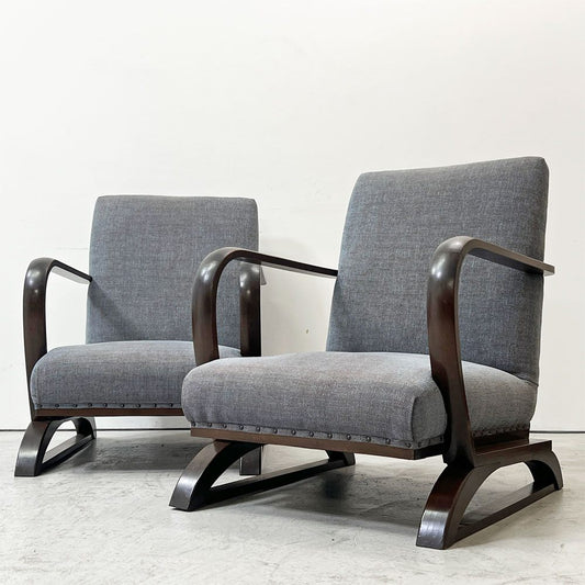 ジャパンビンテージ Japan Vintage ラウンジチェア  1Ｐソファ ナラ材 ソリ脚 ファブリック 北欧ナチュラル Ａ ●