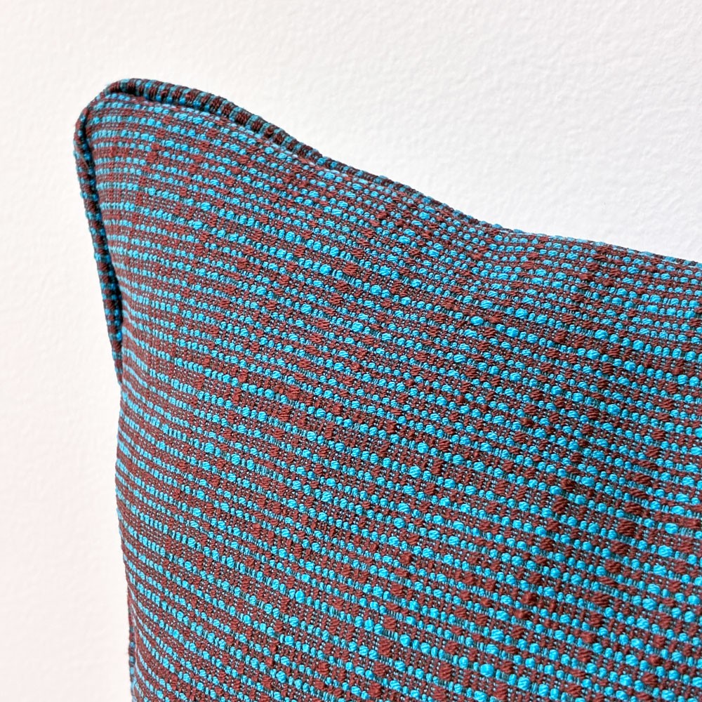 カッシーナイクスシー Cassina ixc. クッション W45cm ターコイズブルー×ブラウン フェザー 織柄 モダン B ◎