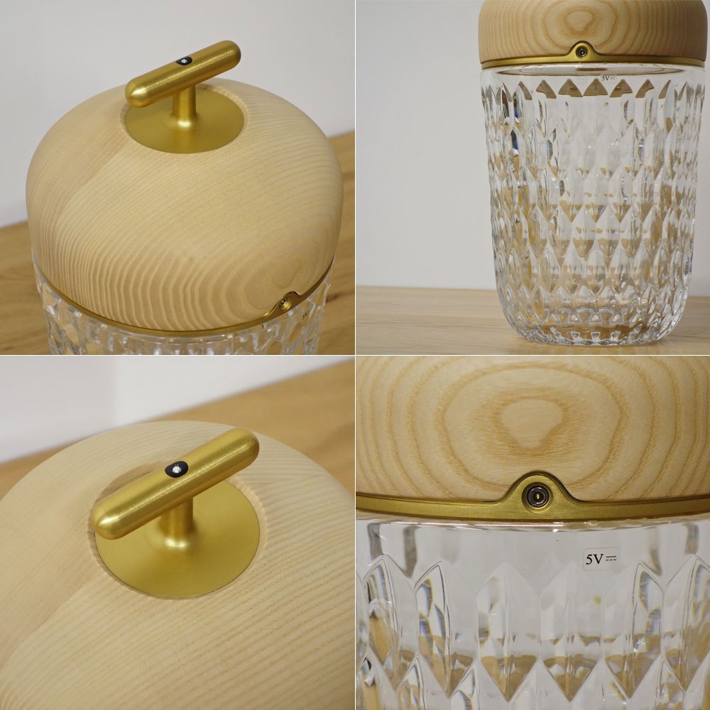 サンルイ SAINT-LOUIS フォリア FOLIA ポータブルランプ クリスタル LED どんぐりランプ H29cm エルメス HERMES ◎