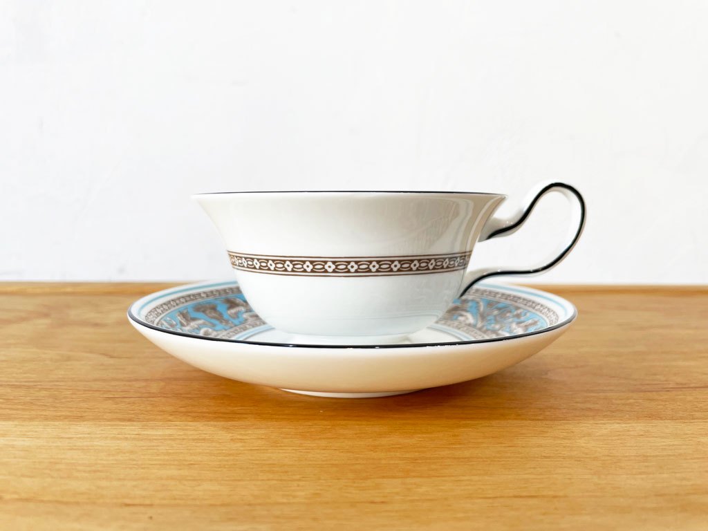 ウェッジウッド WEDGEWOOD フロレンティーン ターコイズ Florentine Turquoise ティーカップ&ソーサー C&S 英国 ★