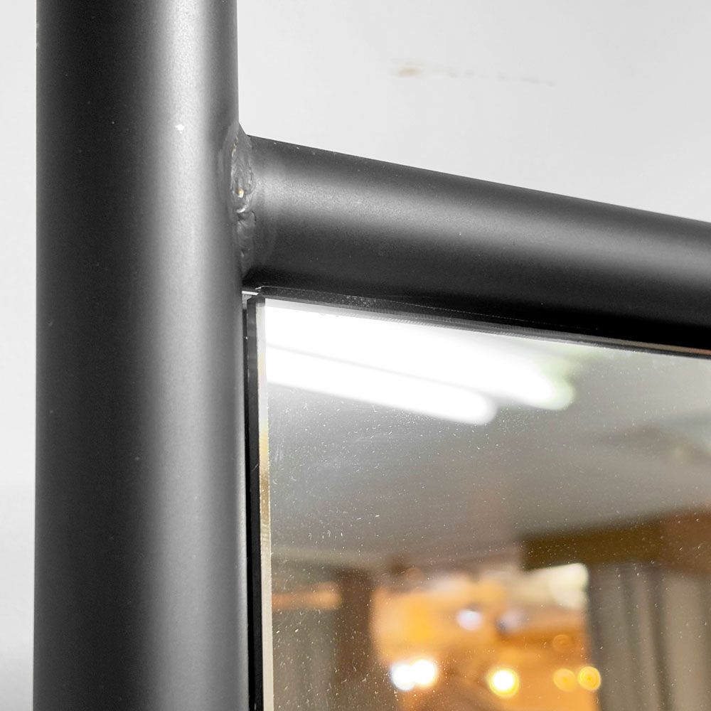 モダンデザイン Modern design  スチールフレーム 大型ミラー 立て掛けタイプ スタンドミラー 姿見 鏡 H220cm 店舗什器 ●