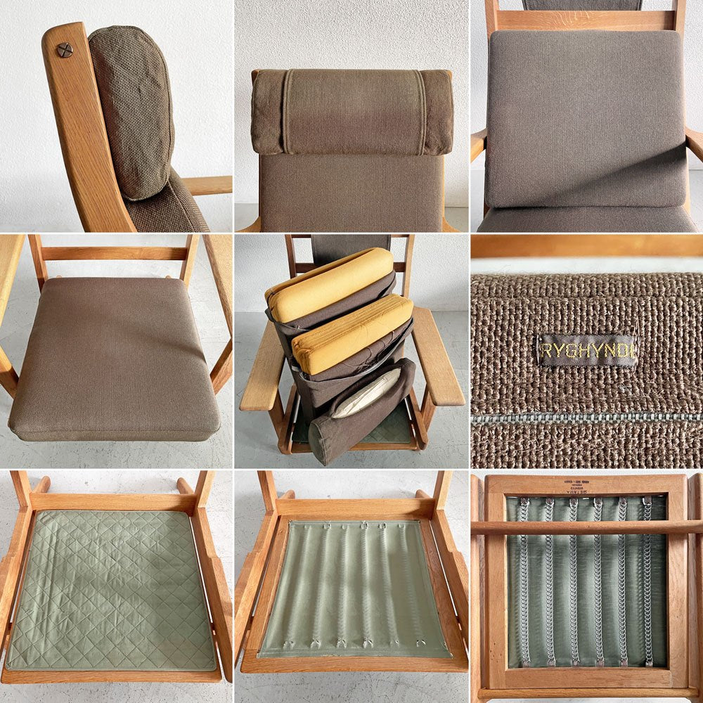 ゲタマ GETAMA GE290A イージーチェア ハイバック 1Pソファ オーク材フレーム オリジナルファブリック ブラウン系 ハンス・J・ウェグナー デンマーク 北欧ビンテージ 〓