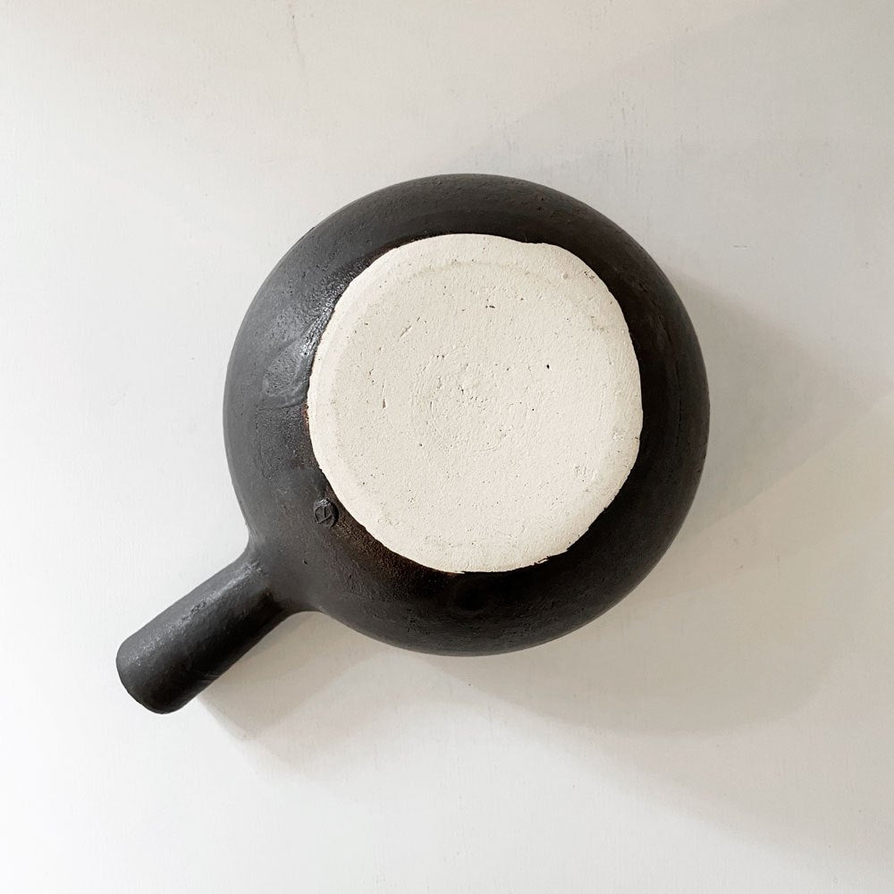 正島克哉 Katsuya Shoujima 片手土鍋 黒 小 全幅19.5cm 直火可 工房正島 現代作家 C ◎