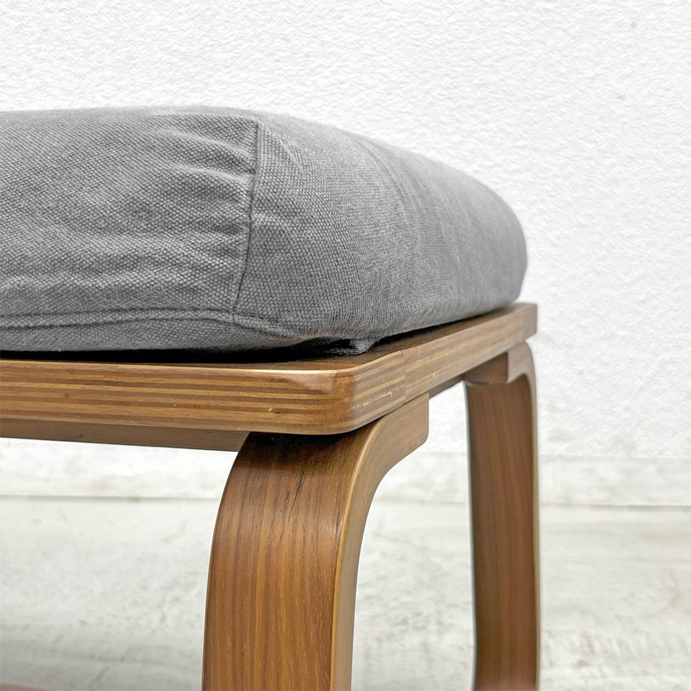 無印良品 MUJI リビングでもダイニングでもつかえるベンチ ウォールナット材 グレーファブリック プライウッドフレーム ナチュラルデザイン 〓