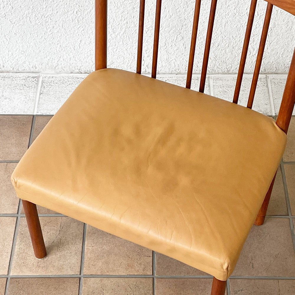 BC工房 チーク無垢材 ダイニングチェア 本革 ローチェア ラウンジチェア 幅58cm 国産クラフト家具 ナチュラルモダン ◇
